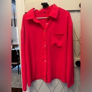 Hot Pink sheer women’s button down. XXL